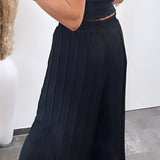 Maia - Pantalones Negros con Pliegues