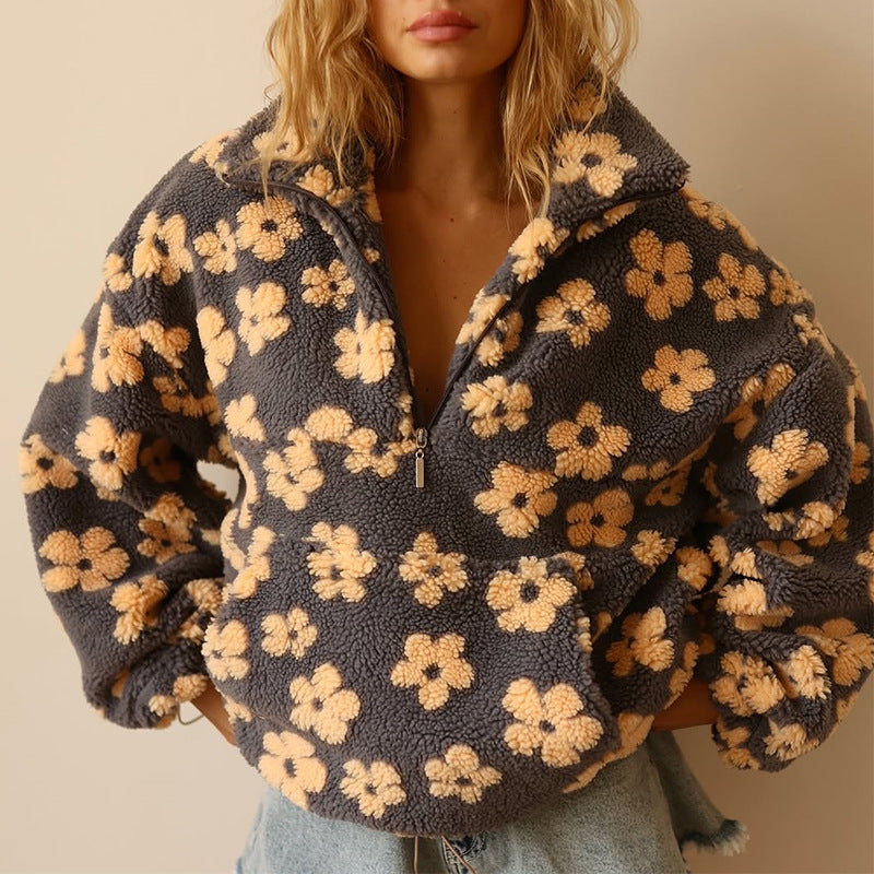 Sudadera de Forro Polar Floral - Diseño Margaritas