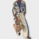 Inês - Conjunto Azul con Estampado de Peces