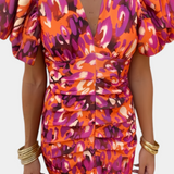 Carla | Vestido Midi con Estampado y Mangas Abullonadas