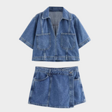 Conjunto de jeans con cuello en V