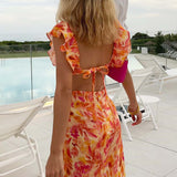 Yafit™ | Vestido Floral con Detalles de Volantes