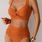 Marta - Frilled Fabric Bandeau Bikini