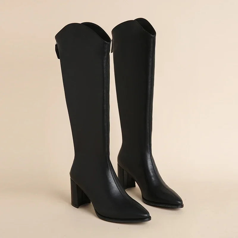 Hilda - Botas Elegantes de Tacón Grueso para el Invierno