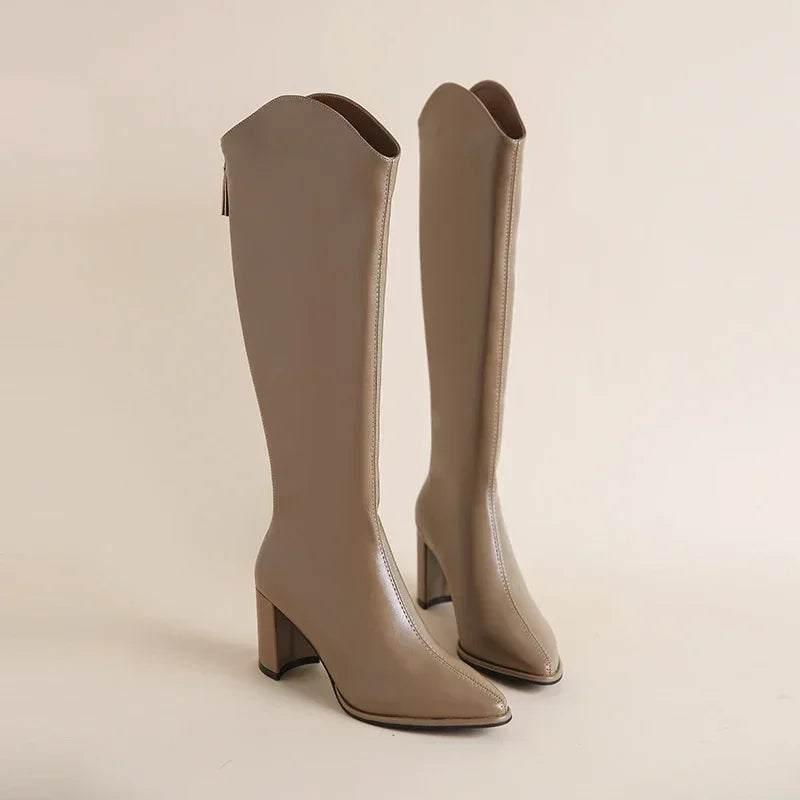 Hilda - Botas Elegantes de Tacón Grueso para el Invierno