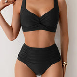Marta - Frilled Fabric Bandeau Bikini