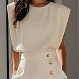 La Scintilla | Vestido Midi Ajustado con Detalles de Botones Dorados