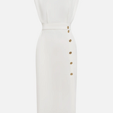 La Scintilla | Vestido Midi Ajustado con Detalles de Botones Dorados