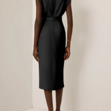 La Scintilla | Vestido Midi Ajustado con Detalles de Botones Dorados