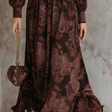 La Scintilla | VESTIDO LARGO CON ELEGANTE IMPRESIÓN VINTAGE