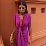 Selena | Vestido Drapeado en Rojo Apasionado