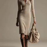La Scintilla | Vestido de Algodón Beige Tipo Pull