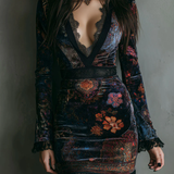 La Scintilla | Mini Vestido de Terciopelo con Escote Profundo
