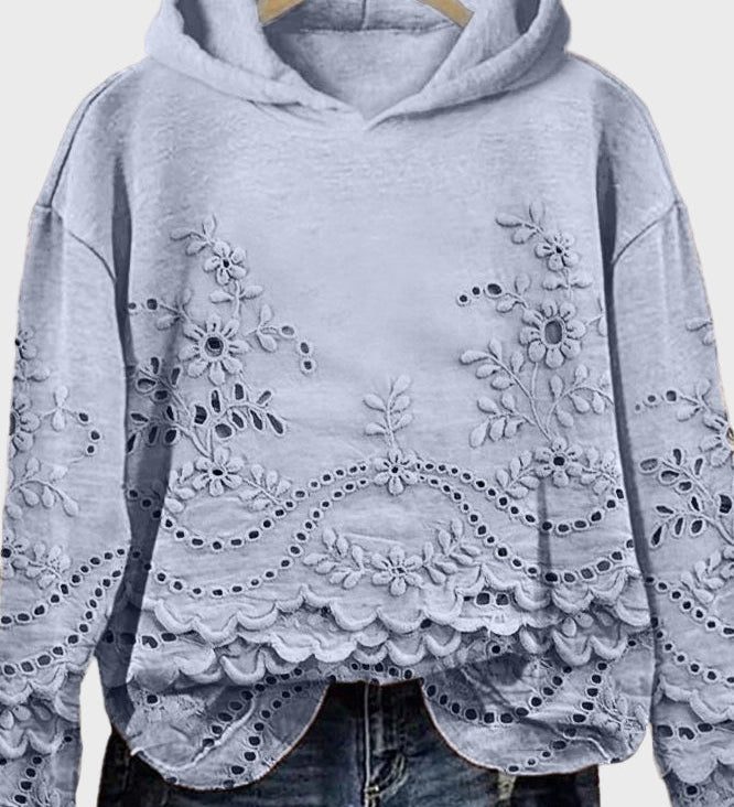 Sudadera con Capucha de Encaje Elegante