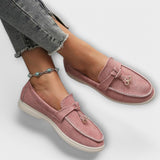 Mocasines Beiges para Mujer con Cordón Decorativo