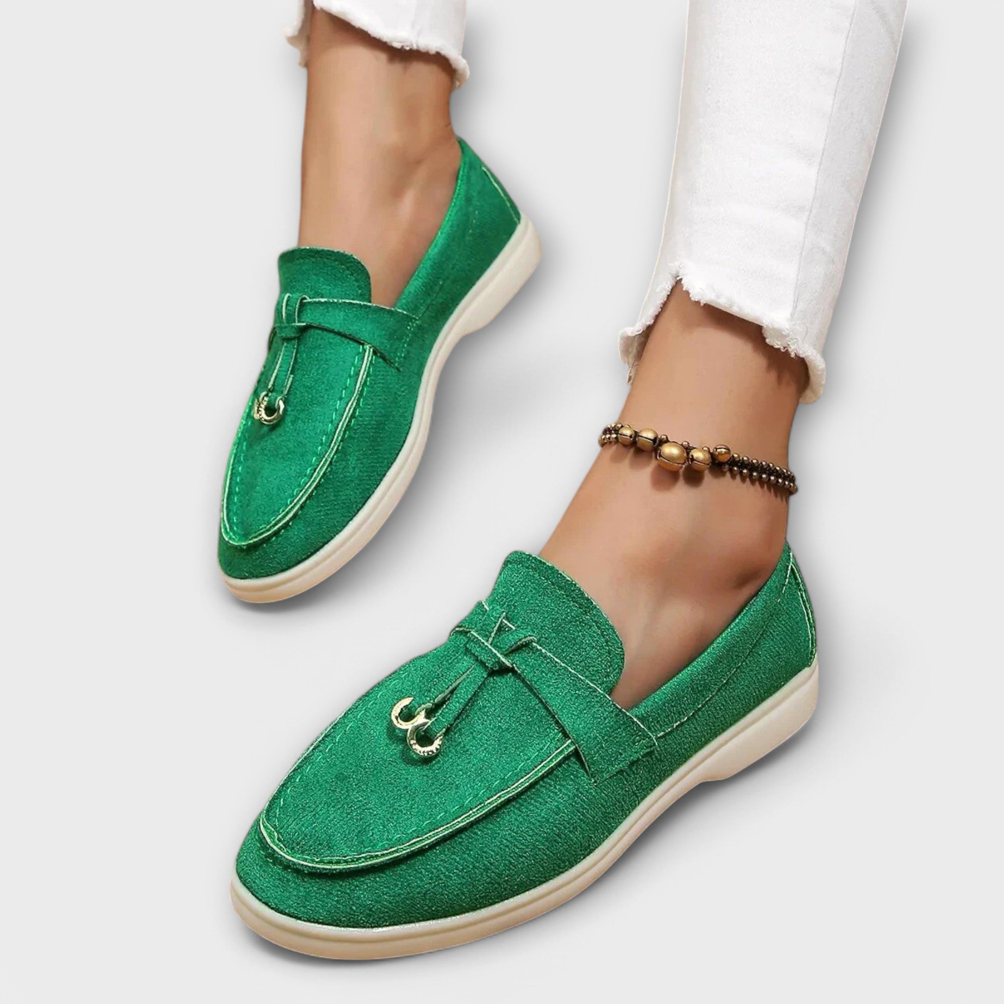 Mocasines Beiges para Mujer con Cordón Decorativo