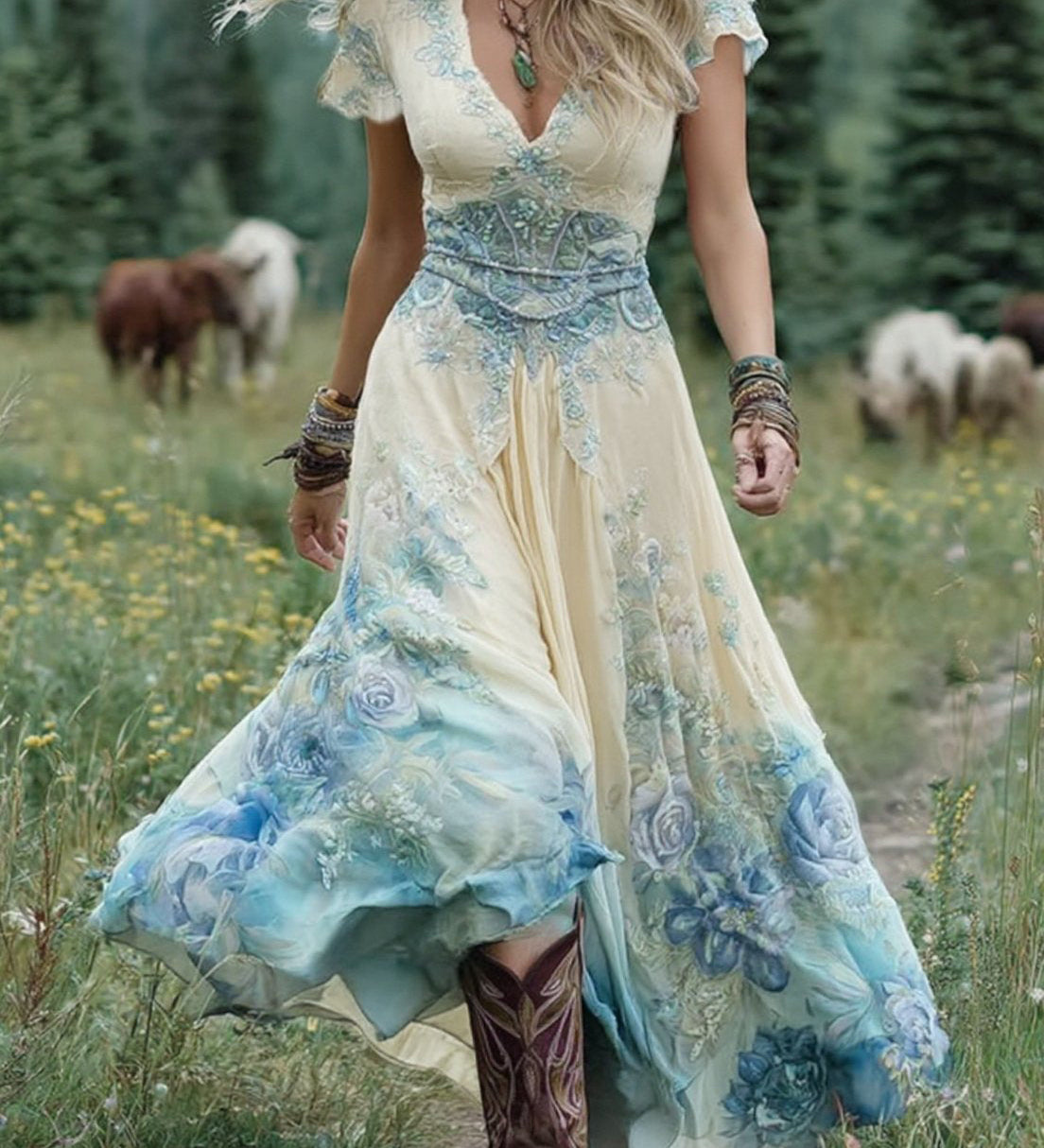 Serena - Vestido Corto Floral Maxi