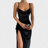 Gabriela - Vestido de terciopelo con corte lateral