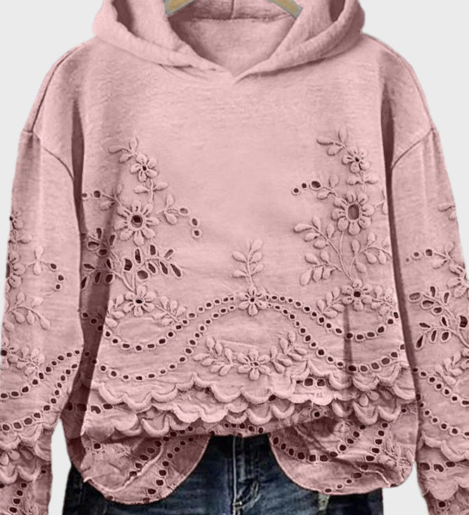 Sudadera con Capucha de Encaje Elegante