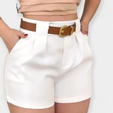 Shorts Plisados de Cintura Alta