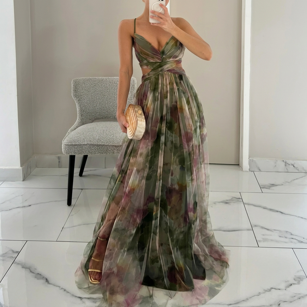 Margarida - Vestido Largo con Diseño Floral