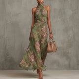 Filipa - Vestido Largo Floral con Diseño Halter