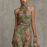Filipa - Vestido Largo Floral con Diseño Halter
