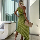 Eya™ | Elegante Vestido Maxi Floral de Un Solo Hombro