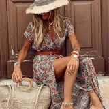 La Scintilla | VESTIDO BOHEMIO LARGO CON CINTURA ELÁSTICA