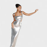 Vestido de Gala Noche - Brillo Plateado